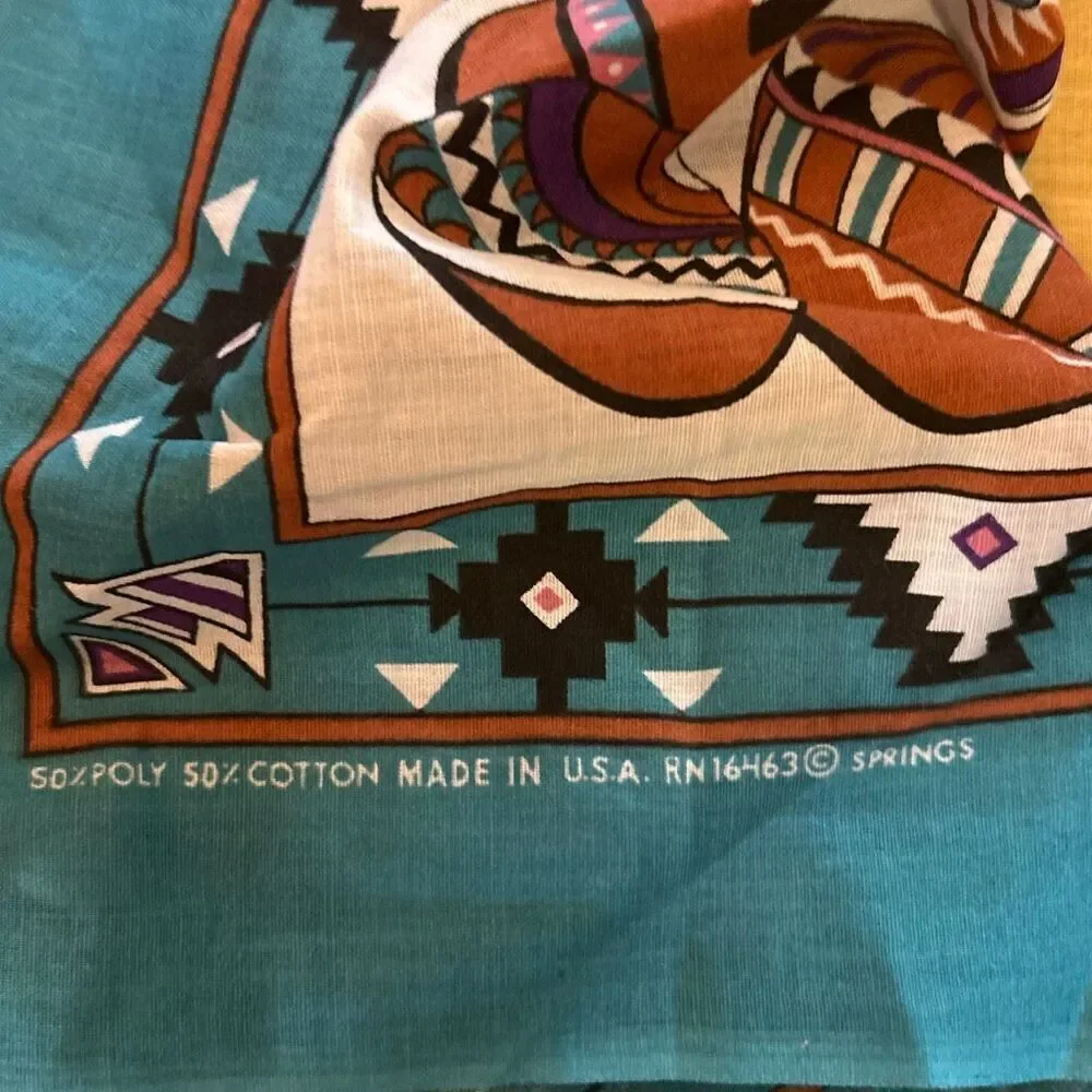 New 2 Vintage springs southwestern Navajo bandanna blue beige